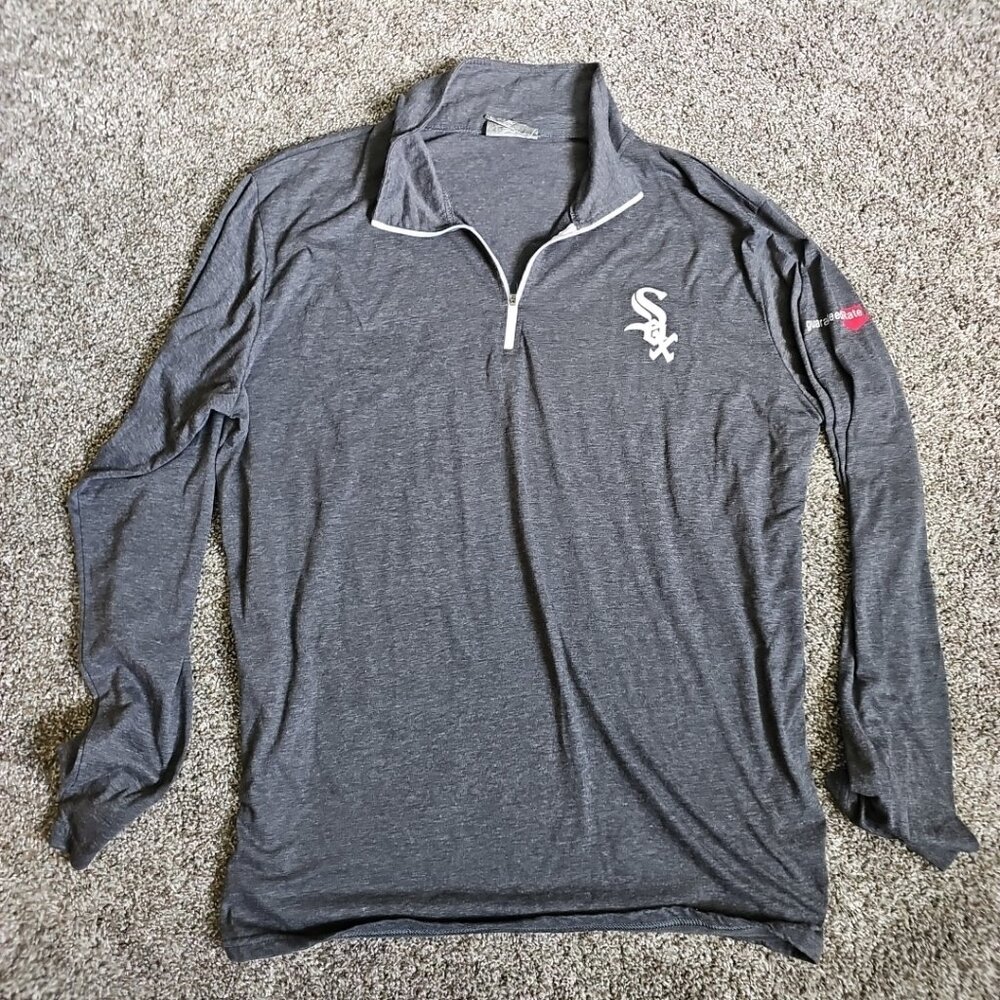 Coyote Chicago White Sox Quarter Zip SZ XL Gray Lightweight Collared Sweatshirt